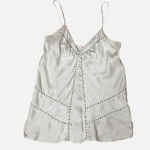 GOLD HAWK 100% Silk Studded Cami Top Moonbeam L Slip Tank Boho Y2K Luxe Designer - Picture 2 of 7